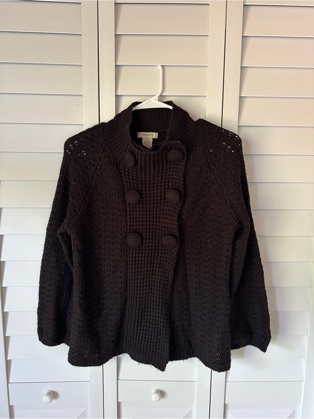 Vertigo Paris Black Chunky Knit Button-Front Sweater